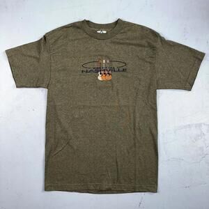 Nashville Music Guitars Acoustic VTG T Shirt Medium Heather Green Y2K 2000s